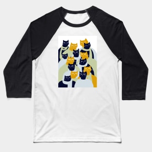 Cats with a mission yellow and blue Baseball T-Shirt